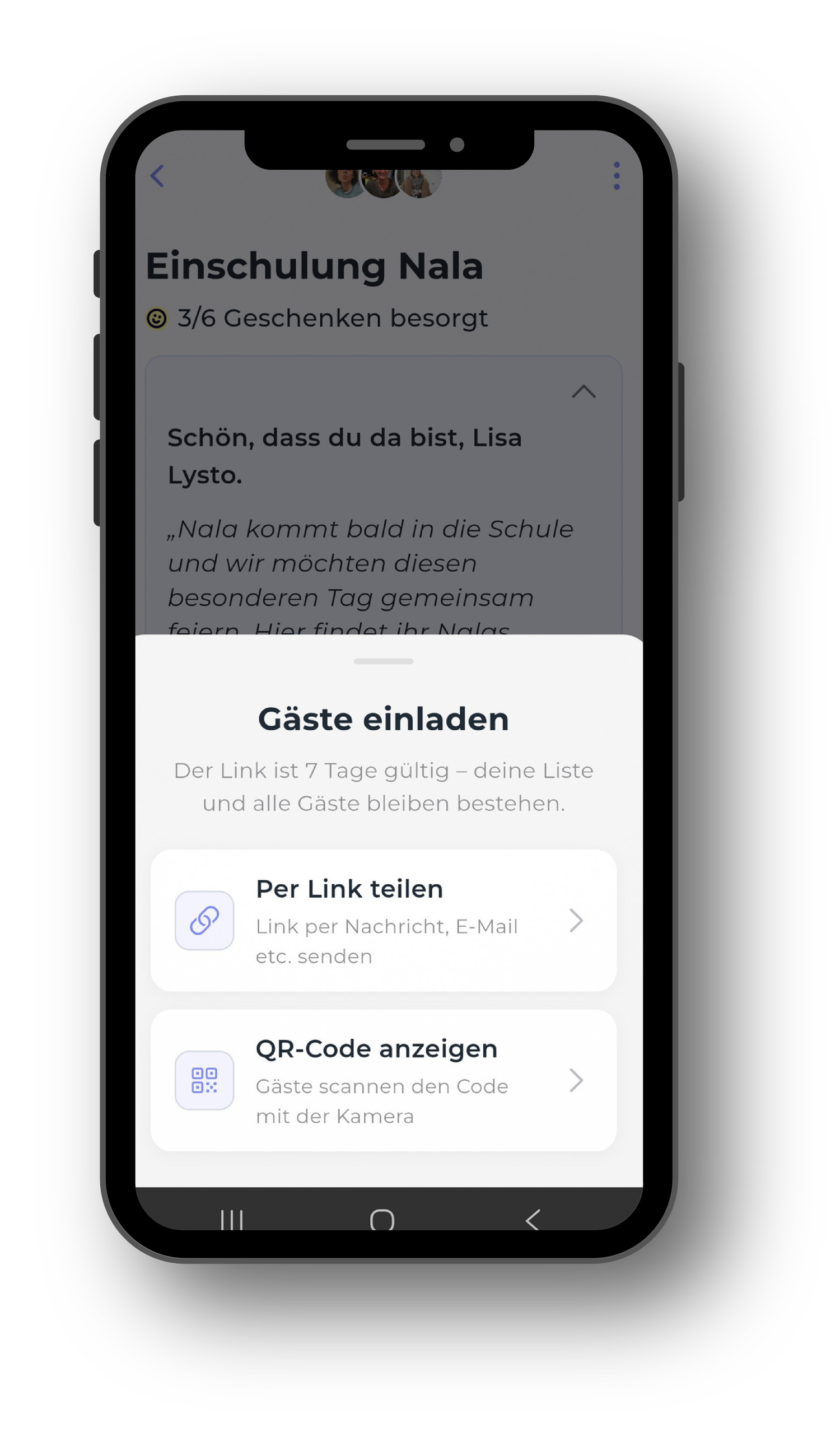 Teilen und reservieren